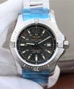 Replica Breitling Colt Automatic 44mm SS GF Black Textured Dial SS Bracelet A2824