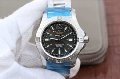 Replica Breitling Colt Automatic 44mm SS GF Black Textured Dial SS Bracelet A2824
