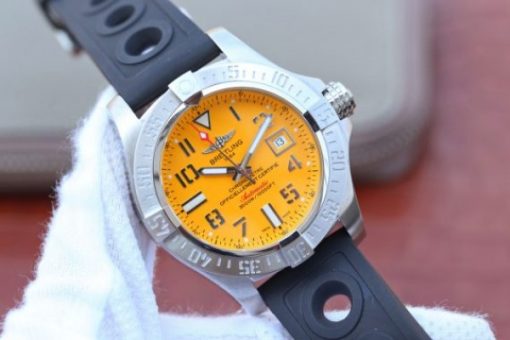 Replica Breitling Avenger II Seawolf SS GF Yellow Dial Black Rubber Strap A2824 - Image 2