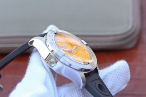 Replica Breitling Avenger II Seawolf SS GF Yellow Dial Black Rubber Strap A2824 - Image 8