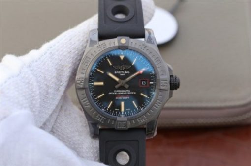 Replica Breitling Avenger BlackBird 44mm DLC GF Titanium Case Black Dial Rubber Strap A2824