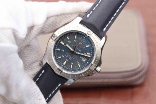 Replica Breitling Colt Automatic 44mm SS GF Blue Textured Dial Blue Leather Strap A2824 - Image 2