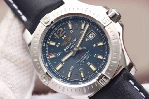Replica Breitling Colt Automatic 44mm SS GF Blue Textured Dial Blue Leather Strap A2824 - Image 3