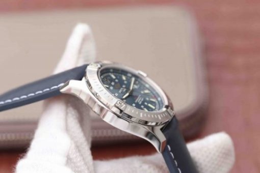 Replica Breitling Colt Automatic 44mm SS GF Blue Textured Dial Blue Leather Strap A2824 - Image 8