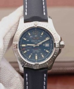Replica Breitling Colt Automatic 44mm SS GF Blue Textured Dial Blue Leather Strap A2824