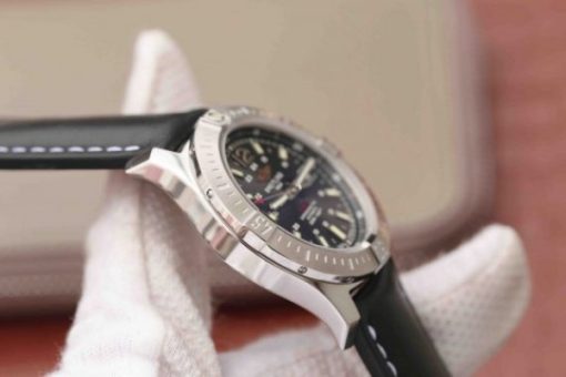 Replica Breitling Colt Automatic 44mm SS GF Black Textured Dial Black Leather Strap A2824 - Image 7