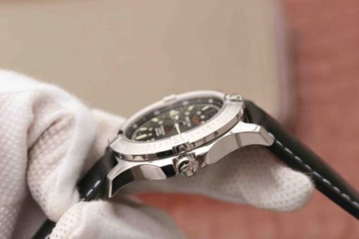 Replica Breitling Colt Automatic 44mm SS GF Black Textured Dial Black Leather Strap A2824 - Image 8