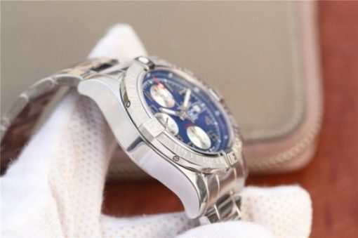 Replica Breitling Avenger II Chronograph 43mm SS GF Blue/White Dial SS Bracelet A7750 - Image 4