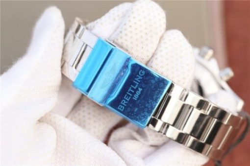Replica Breitling Avenger II Chronograph 43mm SS GF Blue/White Dial SS Bracelet A7750 - Image 7