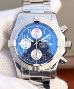 Replica Breitling Avenger II Chronograph 43mm SS GF Blue/White Dial SS Bracelet A7750