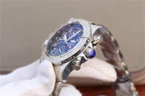 Replica Breitling Avenger II Chronograph 43mm SS GF Black Dial SS Bracelet A7750 - Image 4