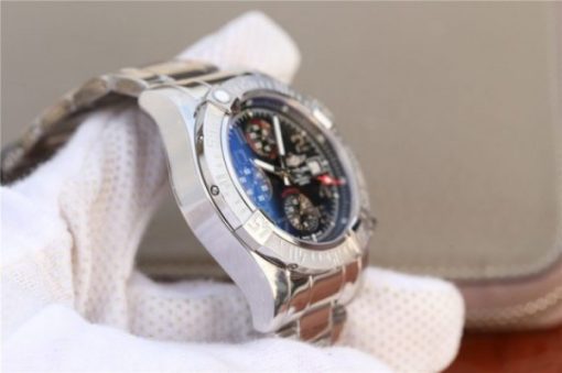 Replica Breitling Avenger II Chronograph 43mm SS GF Black Dial SS Bracelet A7750 - Image 5
