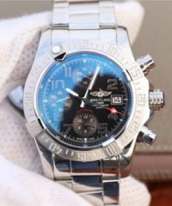 Replica Breitling Avenger II Chronograph 43mm SS GF Black Dial SS Bracelet A7750