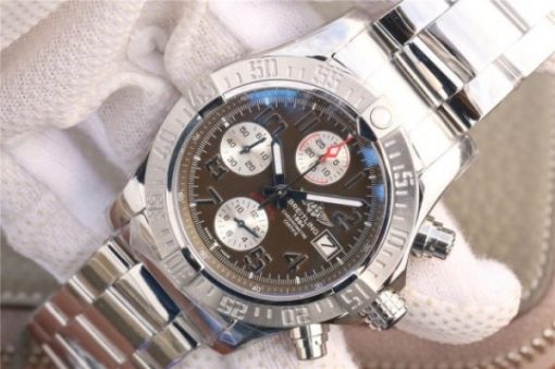 Replica Breitling Avenger II Chronograph 43mm SS GF Gray/White Dial on SS Bracelet A7750 - Image 2