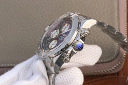 Replica Breitling Avenger II Chronograph 43mm SS GF Gray/White Dial on SS Bracelet A7750 - Image 4