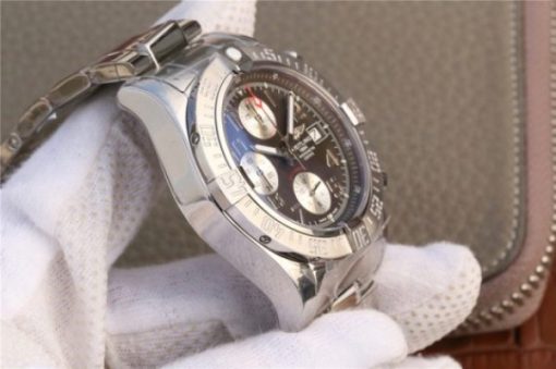 Replica Breitling Avenger II Chronograph 43mm SS GF Gray/White Dial on SS Bracelet A7750 - Image 5