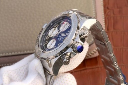 Replica Breitling Avenger II Chronograph 43mm SS GF Black/White Dial SS Bracelet A7750 - Image 4