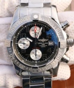 Replica Breitling Avenger II Chronograph 43mm SS GF Black/White Dial SS Bracelet A7750