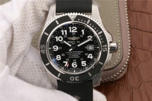 Replica Breitling SuperOcean  II 44mm GF Black Dial Black Rubber Strap A2824