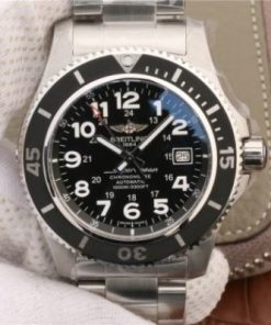 Replica Breitling SuperOcean  II 44mm GF Black Dial SS Bracelet A2824