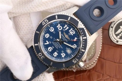 Replica Breitling SuperOcean  II 44mm GF Blue Dial Blue Rubber Strap A2824 - Image 2
