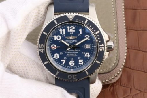 Replica Breitling SuperOcean  II 44mm GF Blue Dial Blue Rubber Strap A2824