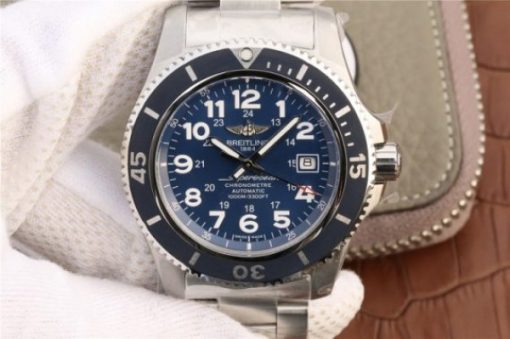Replica Breitling SuperOcean  II 44mm GF Blue Dial SS Bracelet A2824
