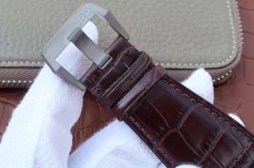 Replica Bell & Ross BR01 Burning Skull Tattoo Watch Silver Dial Brown Leather Strap MIYOTA 9015 - Image 7