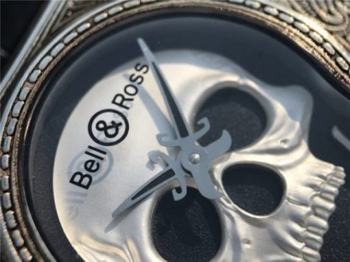 Replica Bell & Ross BR01 Silver Case Burning Skull Tattoo Watch Silver Dial Leather Strap MIYOTA 9015 - Image 5
