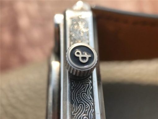 Replica Bell & Ross BR01 Silver Case Burning Skull Tattoo Watch Silver Dial Leather Strap MIYOTA 9015 - Image 9
