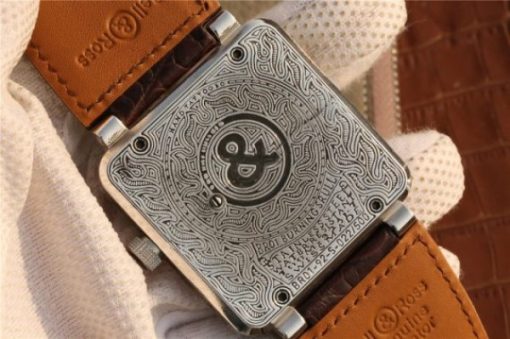 Replica Bell & Ross BR01 Silver Case Burning Skull Tattoo Watch Silver Dial Leather Strap MIYOTA 9015 - Image 11