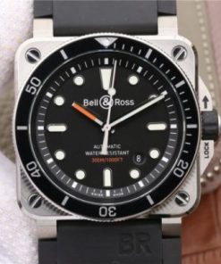 Replica Bell & Ross BR 03-92 Diver SS Black Dial Rubber Strap MIYOTA 9015