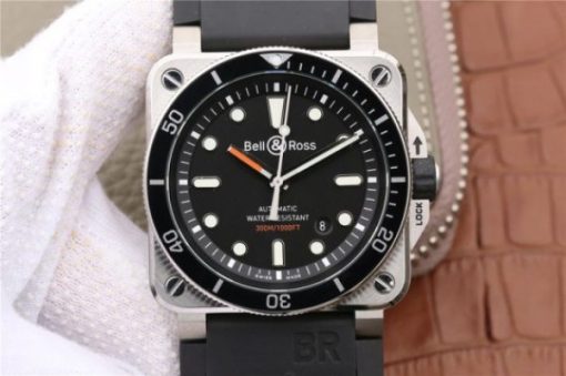 Replica Bell & Ross BR 03-92 Diver SS Black Dial Rubber Strap MIYOTA 9015