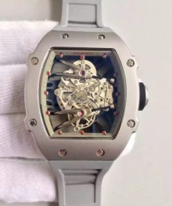 Replica Richard Mille RM027 SS Skeleton Dial Gray Rubber Strap 6T51