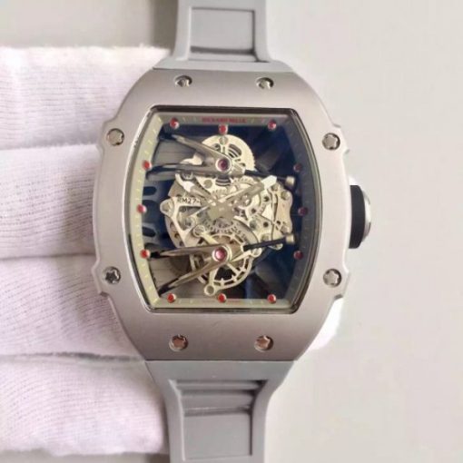 Replica Richard Mille RM027 SS Skeleton Dial Gray Rubber Strap 6T51