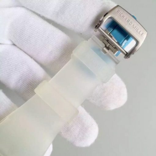Replica Richard Mille RM011 Transparent Case White Bezel Skeleton Dial White Rubber Strap A7750 - Image 7