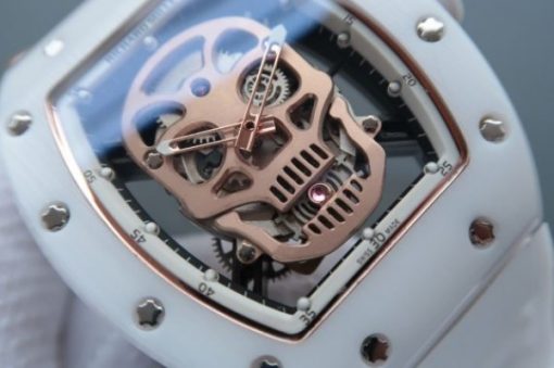 Replica Richard Mille RM052 White Ceramic Gold Skull Dial White Rubber Strap MIYOTA8215 - Image 2
