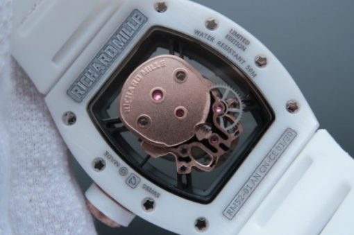 Replica Richard Mille RM052 White Ceramic Gold Skull Dial White Rubber Strap MIYOTA8215 - Image 5