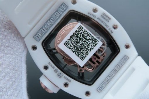 Replica Richard Mille RM052 White Ceramic RG Diamonds Skull Dial White Rubber Strap MIYOTA8215 - Image 6