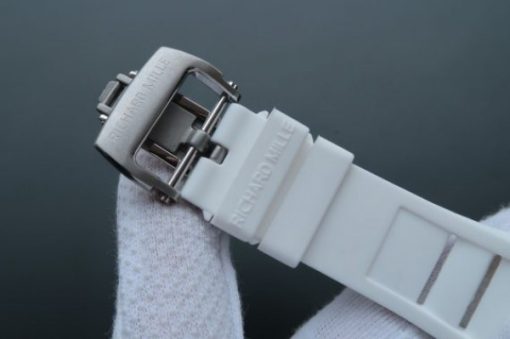 Replica Richard Mille RM052 White Ceramic Diamonds Skull Dial White Rubber Strap MIYOTA8215 - Image 7