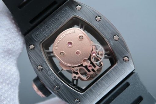 Replica Richard Mille RM052 Black Ceramic Full Paved Diamonds Skull Dial Black Rubber Strap MIYOTA8215 - Image 5
