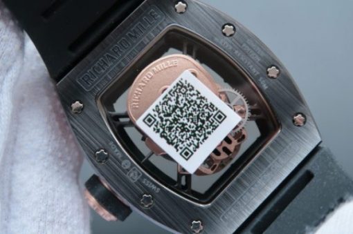 Replica Richard Mille RM052 Black Ceramic Full Paved Diamonds Skull Dial Black Rubber Strap MIYOTA8215 - Image 6