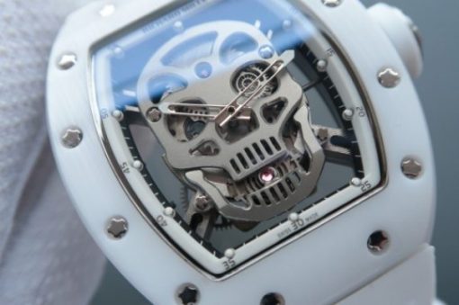 Replica Richard Mille RM052 White Ceramic SS Skull Dial White Rubber Strap MIYOTA8215 - Image 2