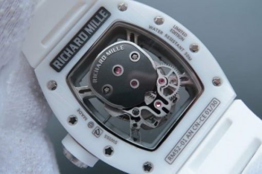 Replica Richard Mille RM052 White Ceramic SS Skull Dial White Rubber Strap MIYOTA8215 - Image 5