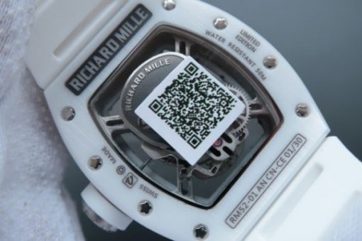 Replica Richard Mille RM052 White Ceramic SS Skull Dial White Rubber Strap MIYOTA8215 - Image 6