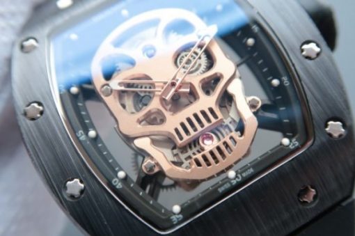 Replica Richard Mille RM052 Black Ceramic Gold Skull Dial Black Rubber Strap MIYOTA8215 - Image 2