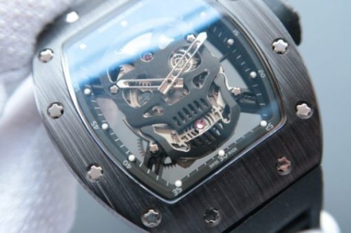 Replica Richard Mille RM 052 Skull Watch Black Ceramic Skeleton Dial Black Rubber Strap MIYOTA8215 - Image 2