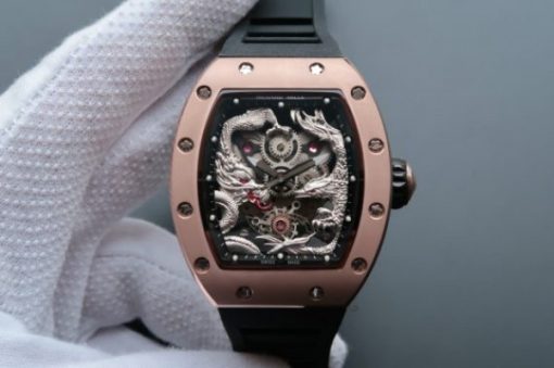 Replica Richard Mille RM057 Dragon Phoenix RG Case SS Dragon Dial Black Rubber Strap