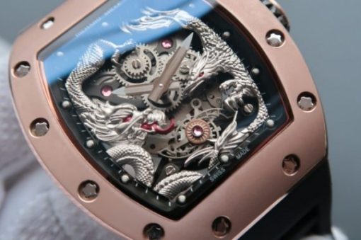 Replica Richard Mille RM057 Dragon Phoenix RG Case SS Dragon Dial Black Rubber Strap - Image 2