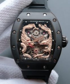 Replica Richard Mille RM057 Dragon Phoenix PVD SS Case RG Dragon Dial Black Rubber Strap